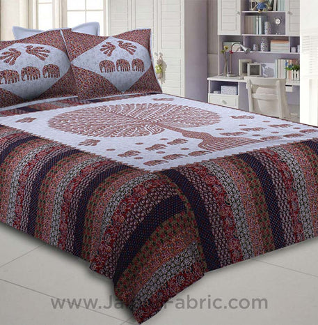 Traditional Wisdom Greyish Double BedSheet