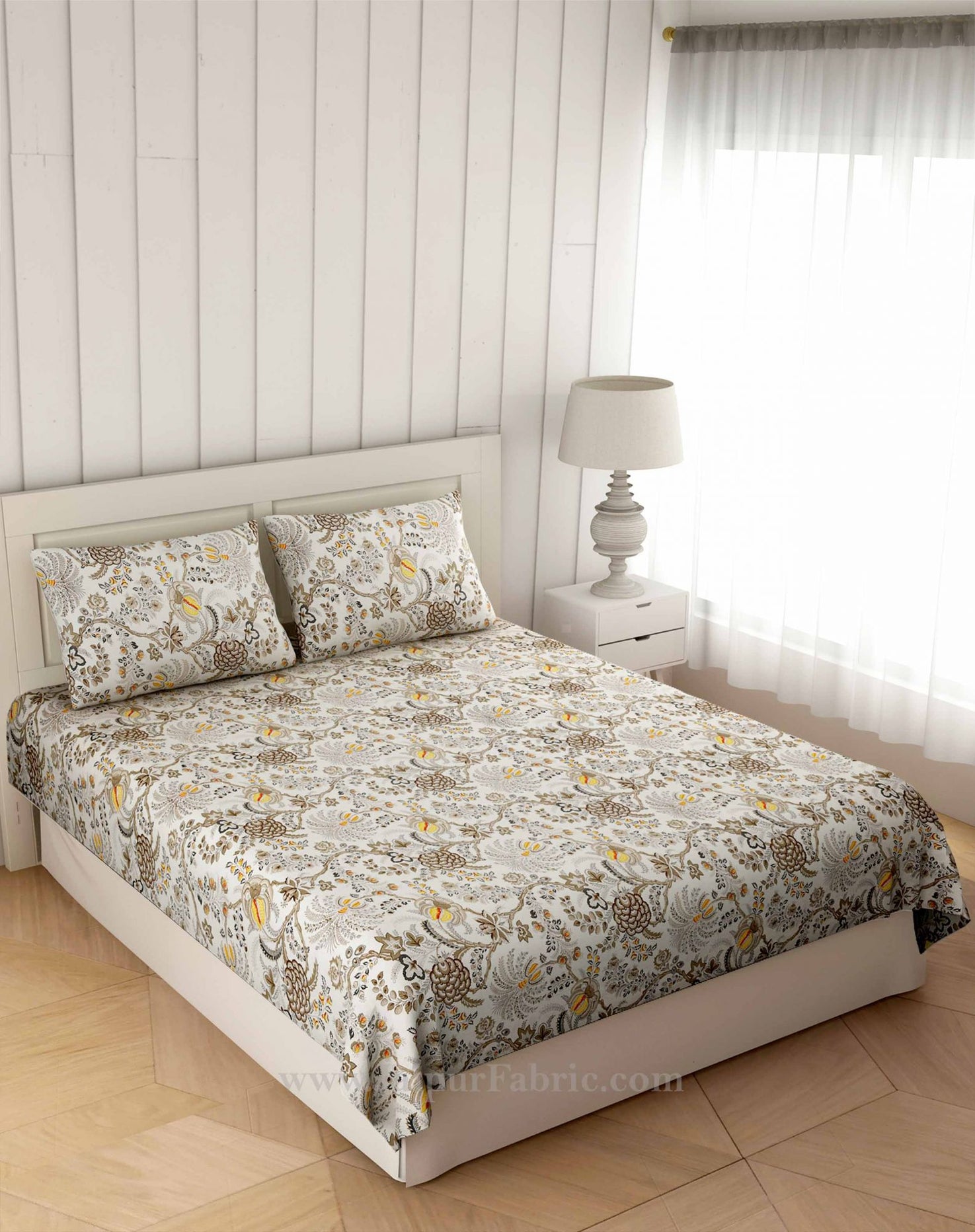 Blossomy Brown Double Bedsheet