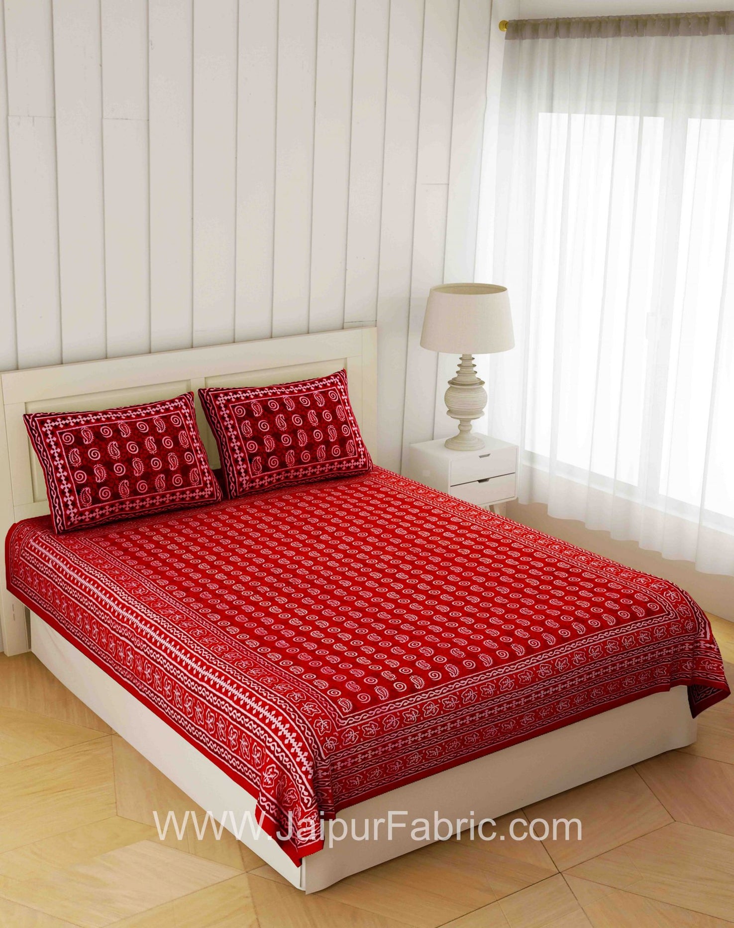 Batique Print Brick Red Double Bedsheet