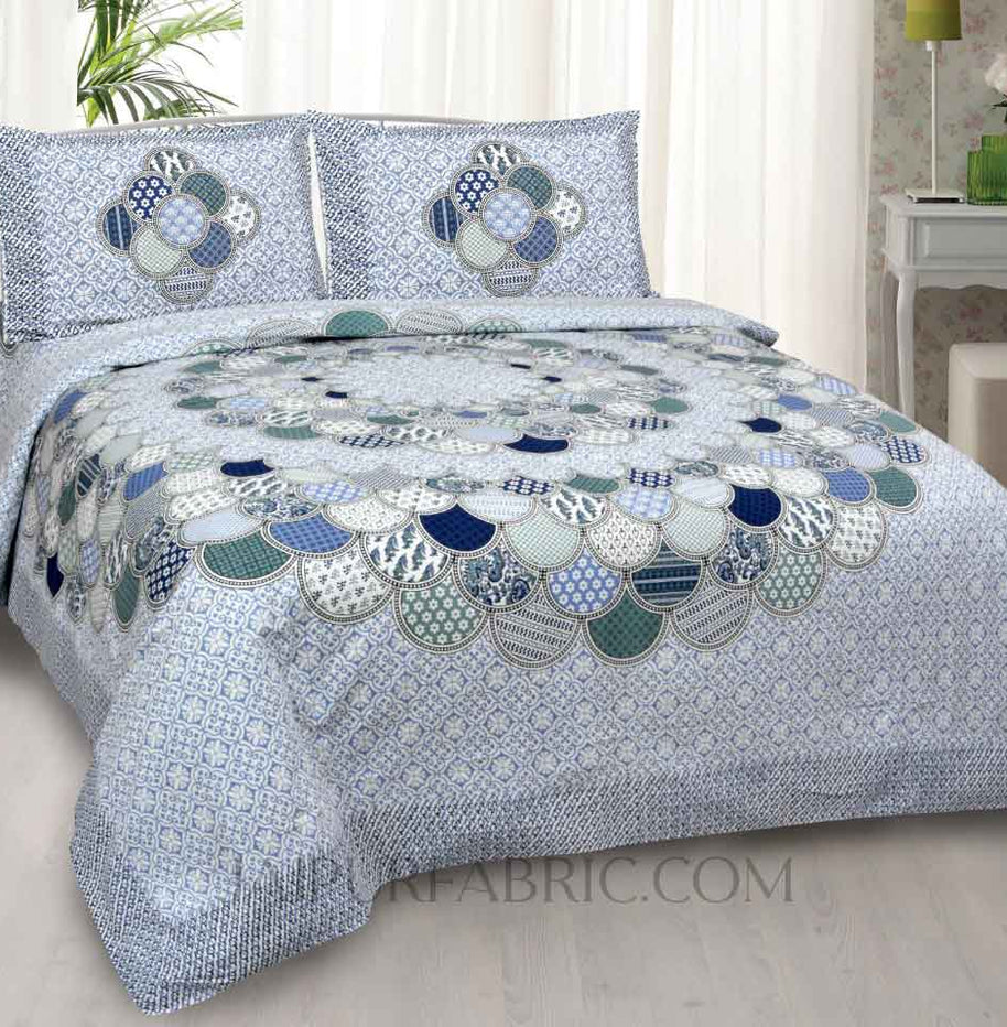 Colorful Discoid Blue Double Bedsheet