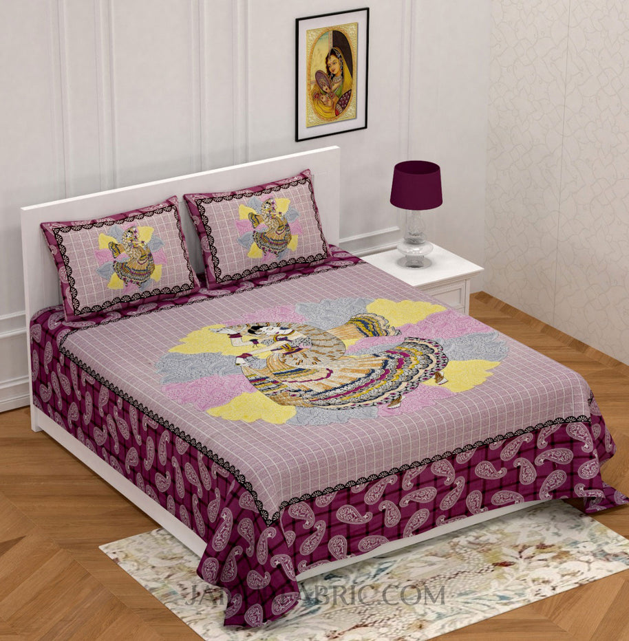 Dancing Deeva Magenta Double Bedsheet