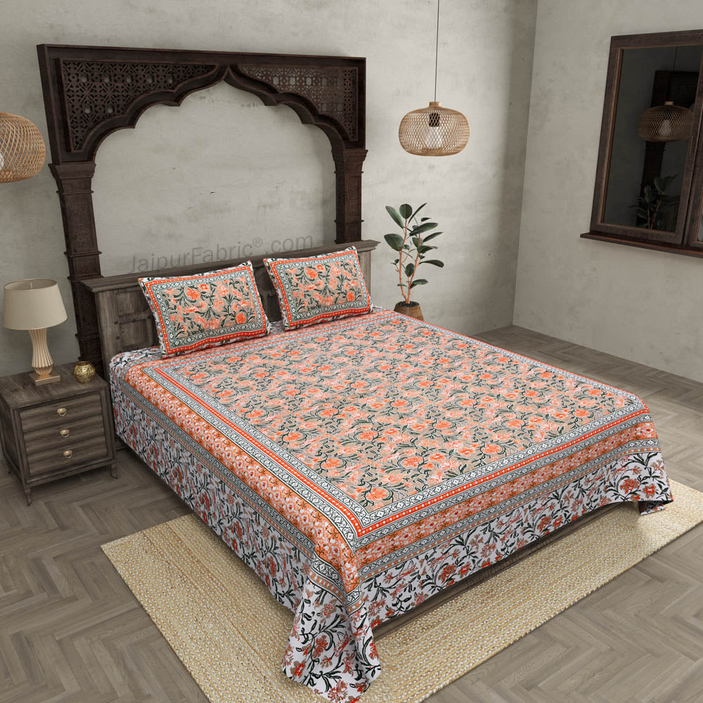 Awesome leaves Brown Cream Double Bedsheet