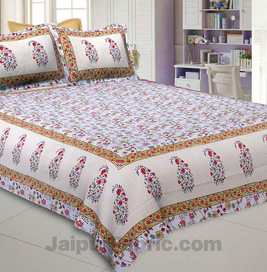 Marble Italica Yellow Pink Double Bedsheet