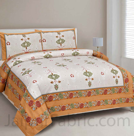 Carnations Yellow Floral Pure Cotton Double Bedsheet