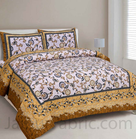 Royal Heritage MustardSky Pure Cotton Double Bedsheet