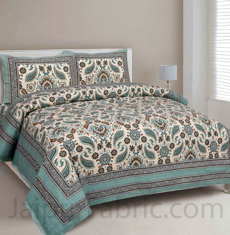 Traditional Retro SeaBlue Pure cotton Double Bedsheet