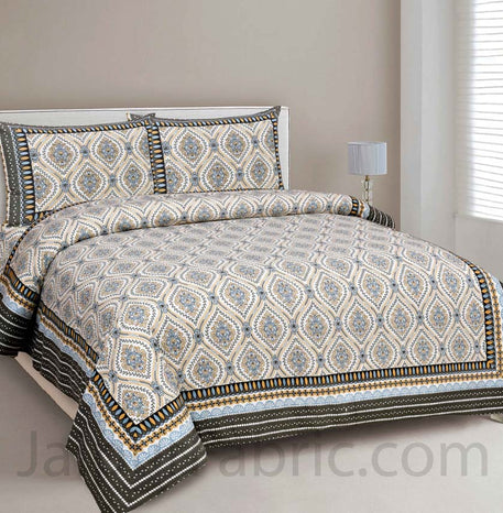 Mangal Jaal Grey Pure Cotton Double Bedsheet