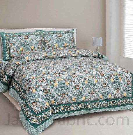 Artistic Culture Green Pure Cotton Double Bedsheet