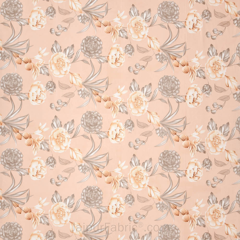 Pretty Peach Floral Poly Cotton Double BedSheet