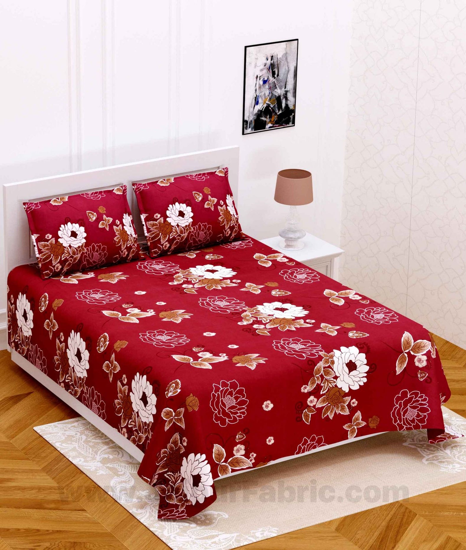 Blood Red Super Soft Double Bedsheet