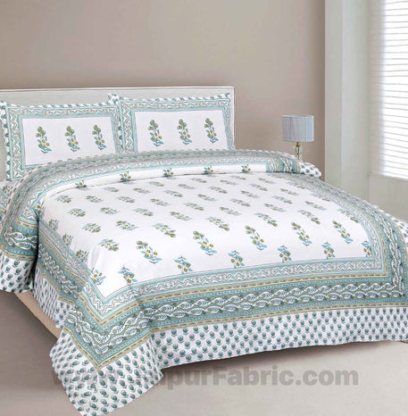 English Green Pastel Cotton Double Bedsheet