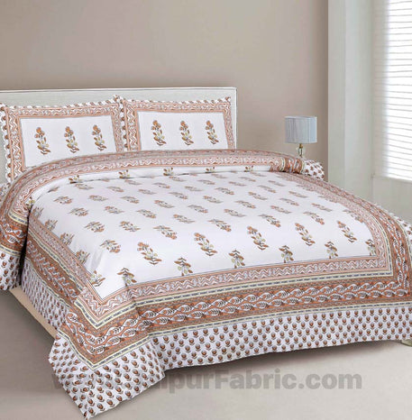 English Peach Pastel Cotton Double Bedsheet