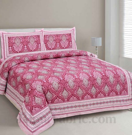 Ornate Vivid Pink Seamless Pure Cotton Double Bedsheet