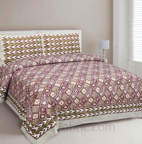 Kaleidoscope Peach Cotton Double Bedsheet