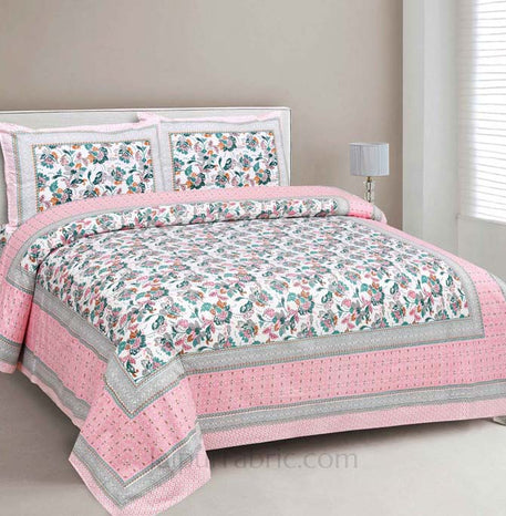 Phalgun Pink Cotton Double Bedsheet