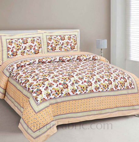 Phalgun Brown Cotton Double Bedsheet