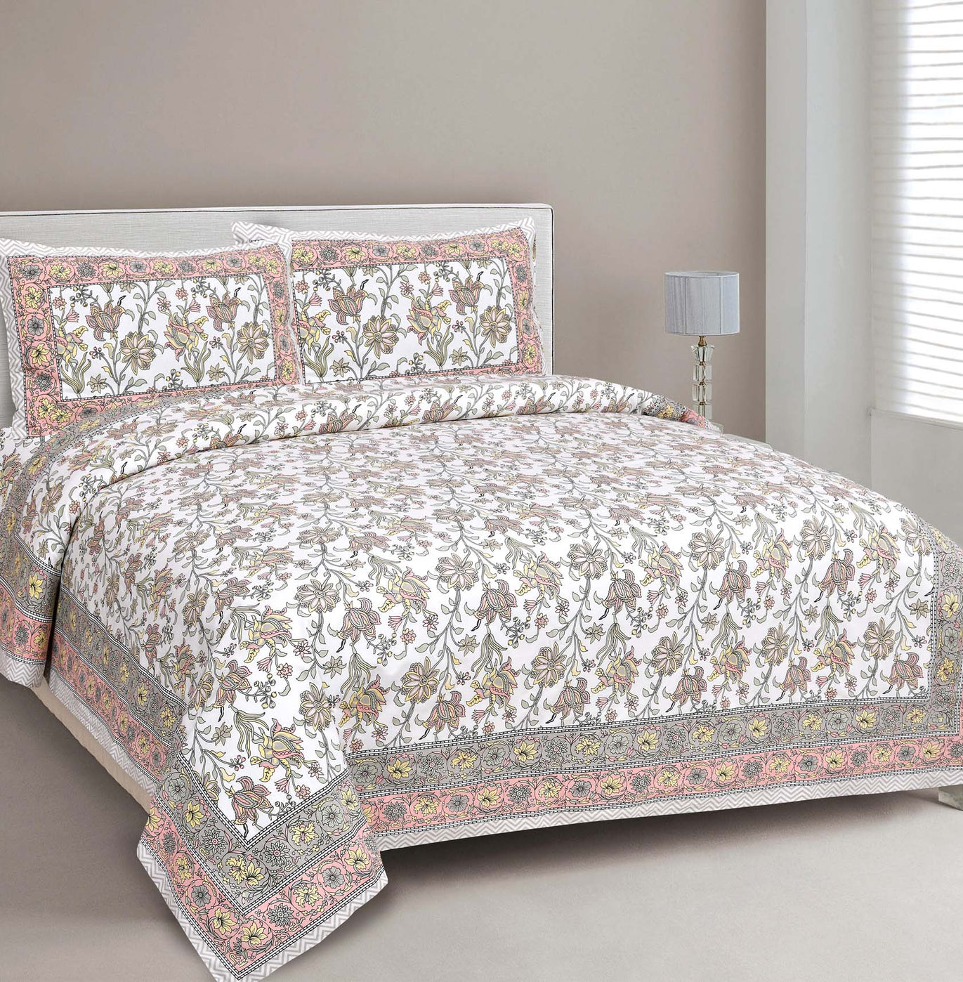 Spring Fresh Peach Pure Cotton Double BedSheet