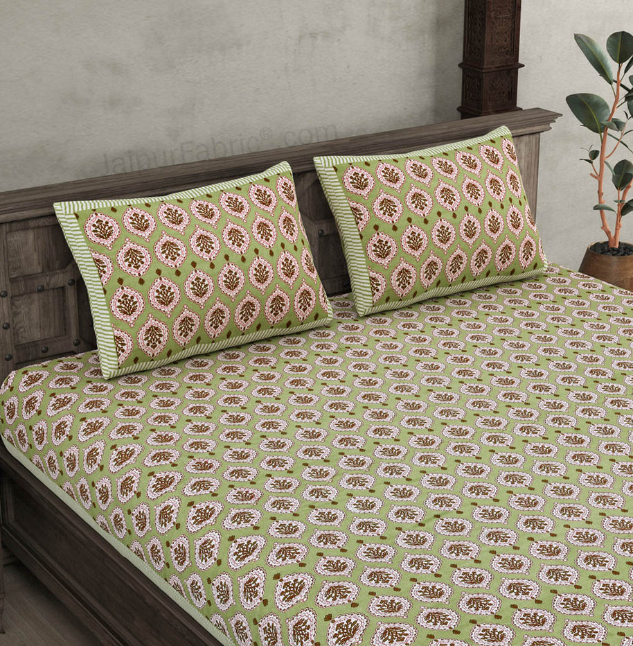 Festive Lights Green Double Bedsheet