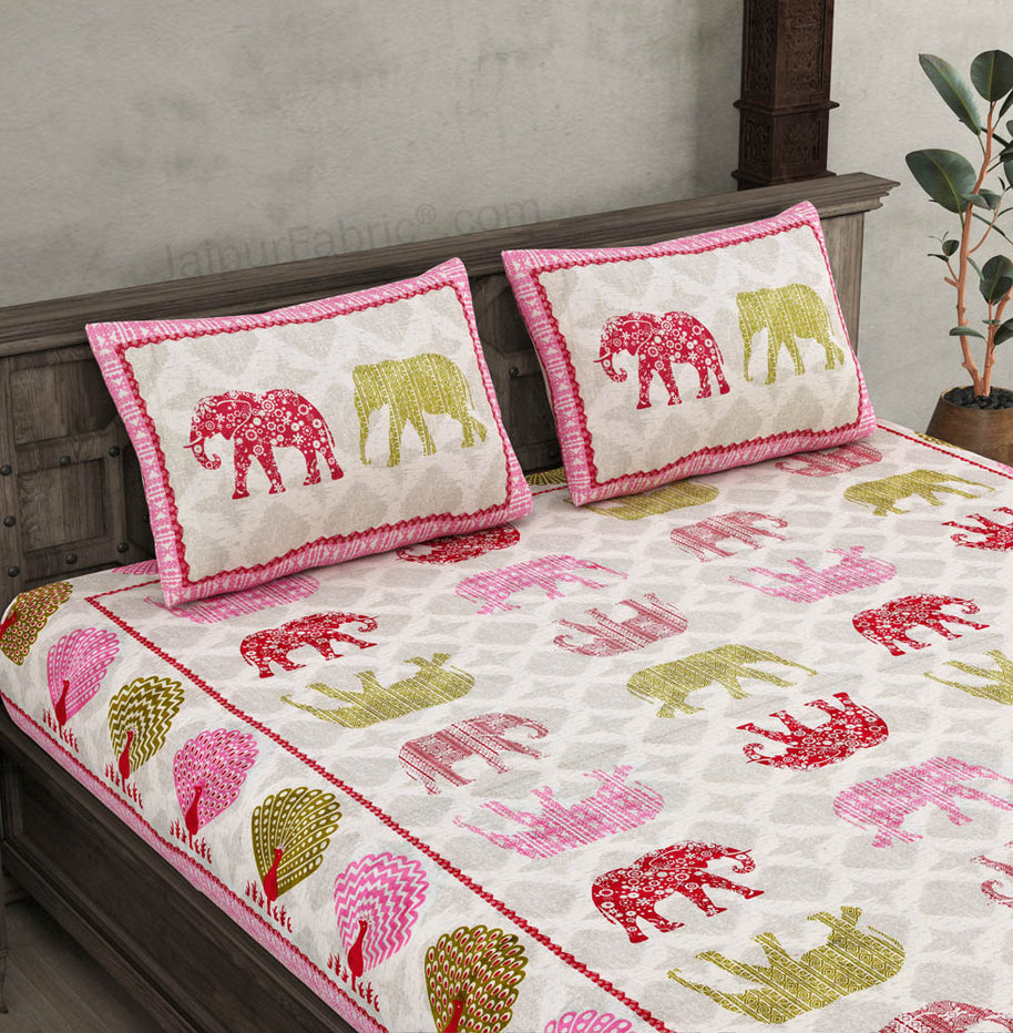 Jungle Safari Pink Double Bedsheet