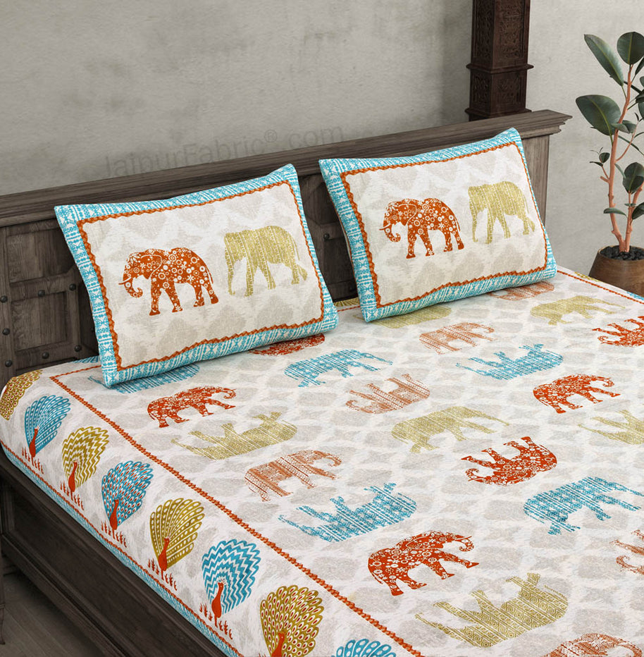 Jungle Safari Blue Double Bedsheet