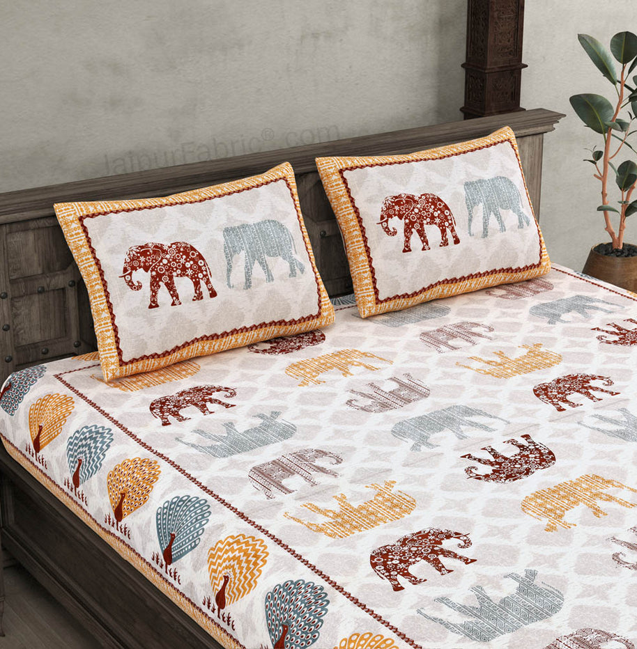 Jungle Safari Peach Double Bedsheet