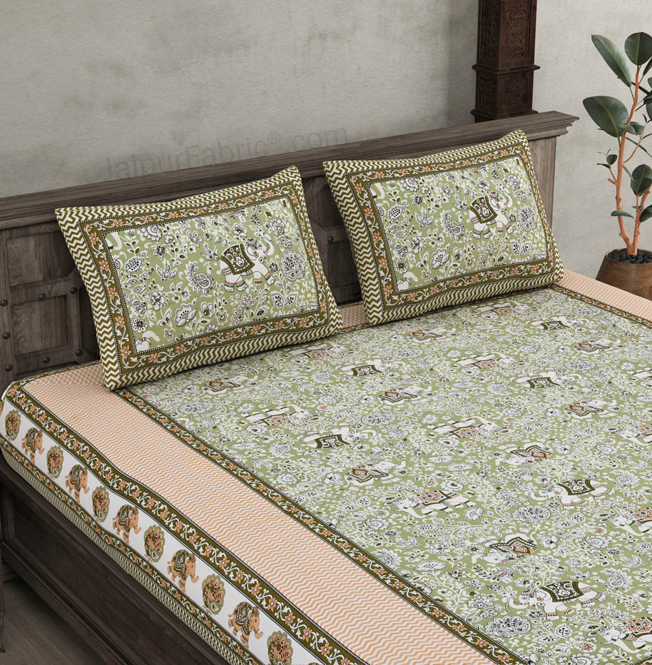 Shubh Arambh Green Double Bedsheet