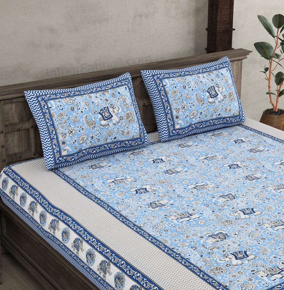 Shubh Arambh Blue Double Bedsheet