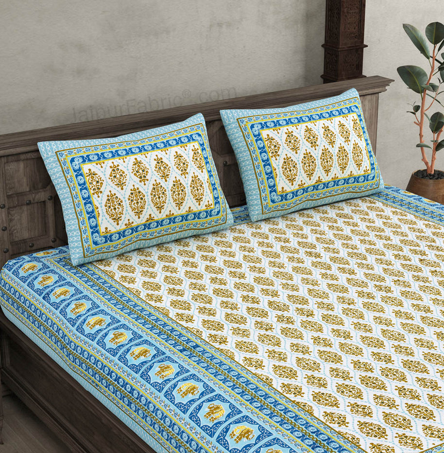 Welcom Tyohaar Blue Double Bedsheet