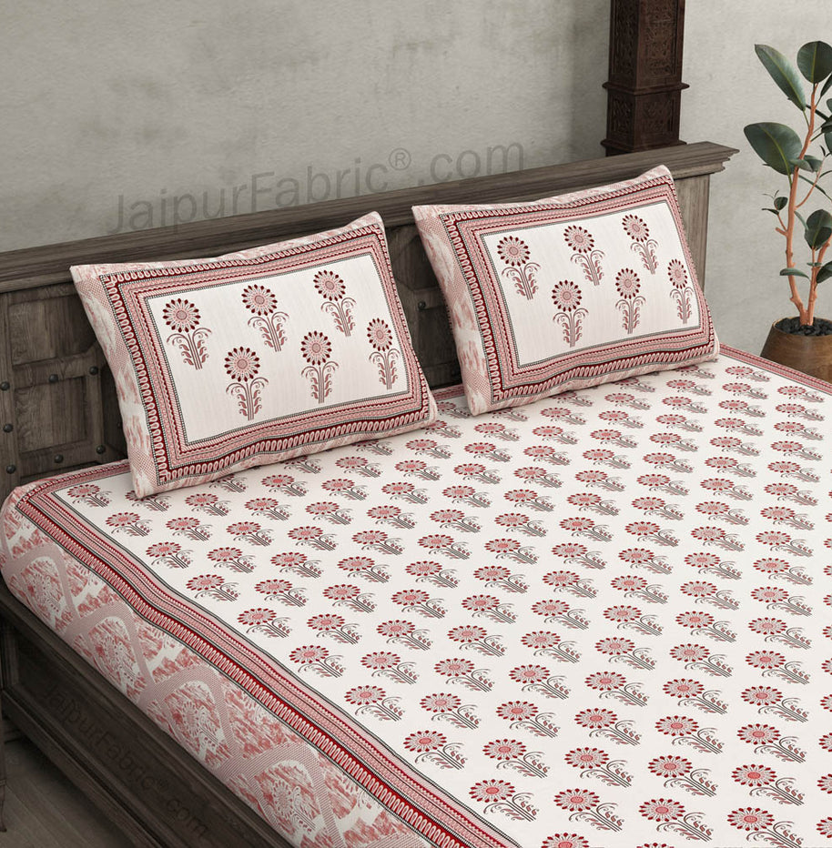 Oblique Decoration Pink Cotton Double Bedsheet