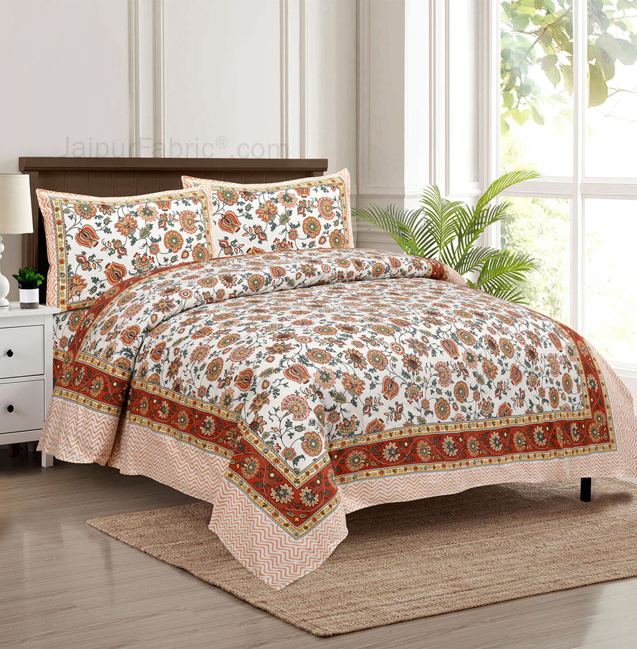 Honey Creeper Jaipur Fabric Double Bed Sheet