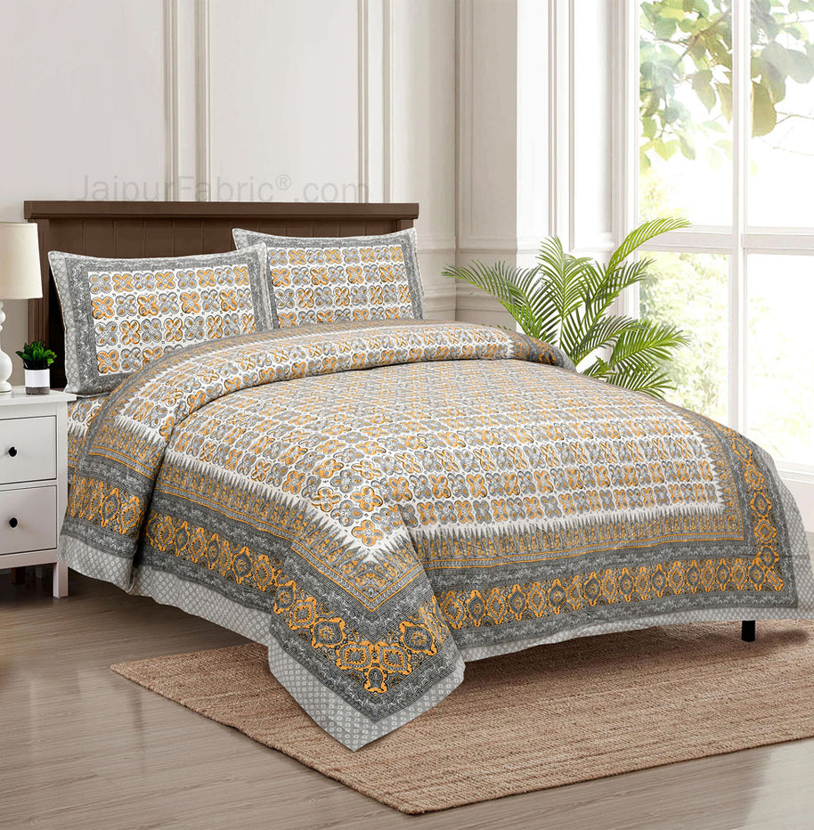 Mini Blocks Grey Jaipur Fabric Double Bed Sheet