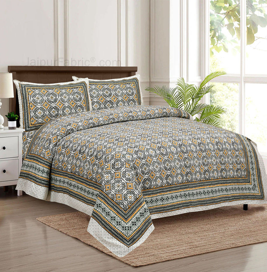 Green Pattern Jaipur Fabric Double Bed Sheet