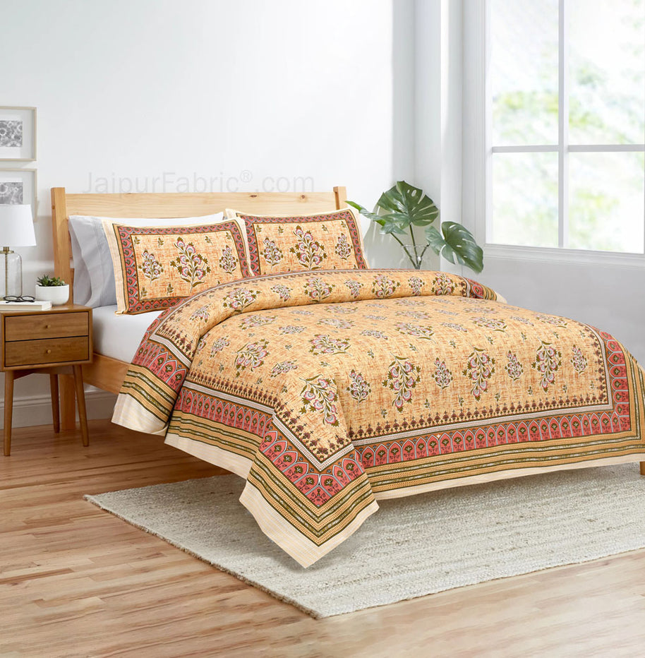 Yellowish Jaipur Fabric Double Bed Sheet