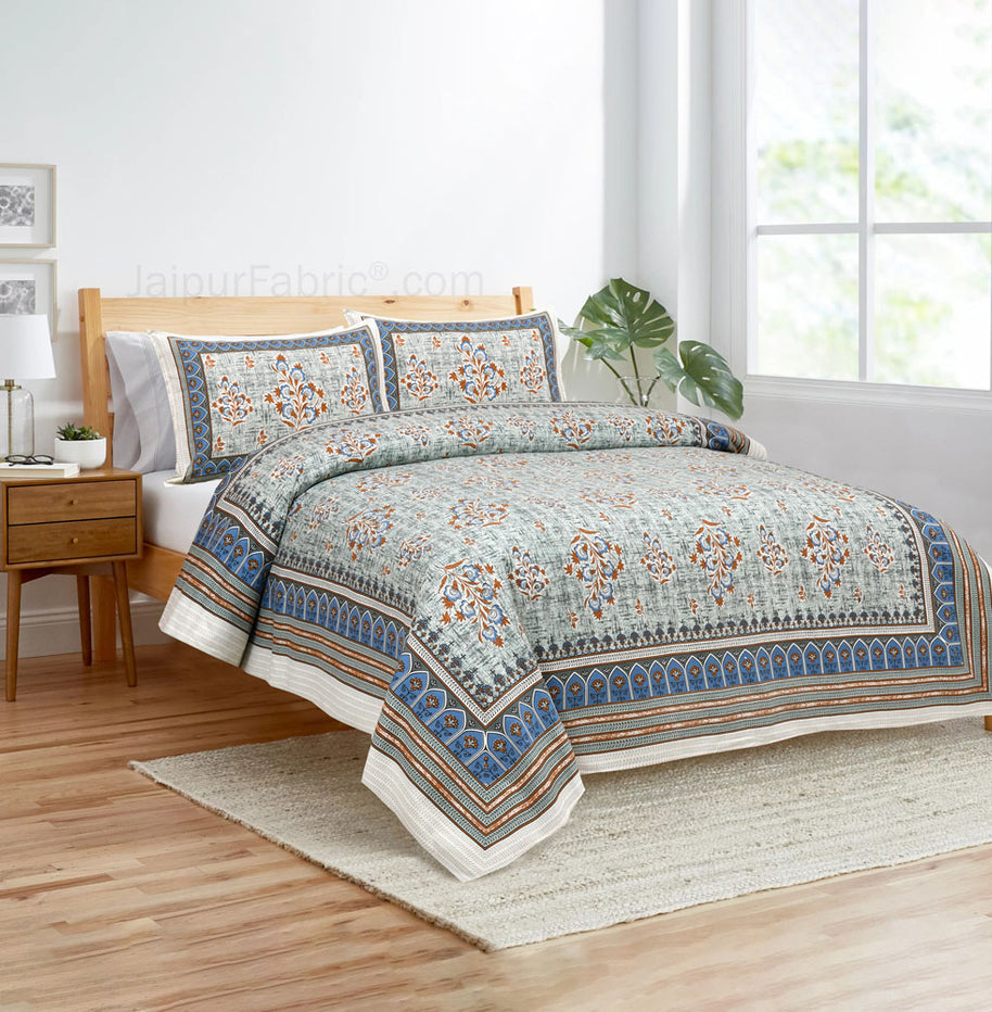 Blueish Jaipur Fabric Double Bed Sheet