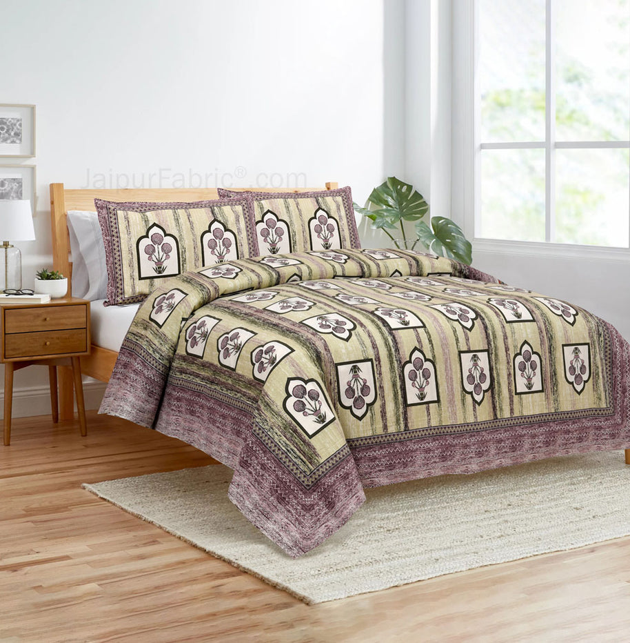 Jharokha Mauve Jaipur Fabric Double Bed Sheet