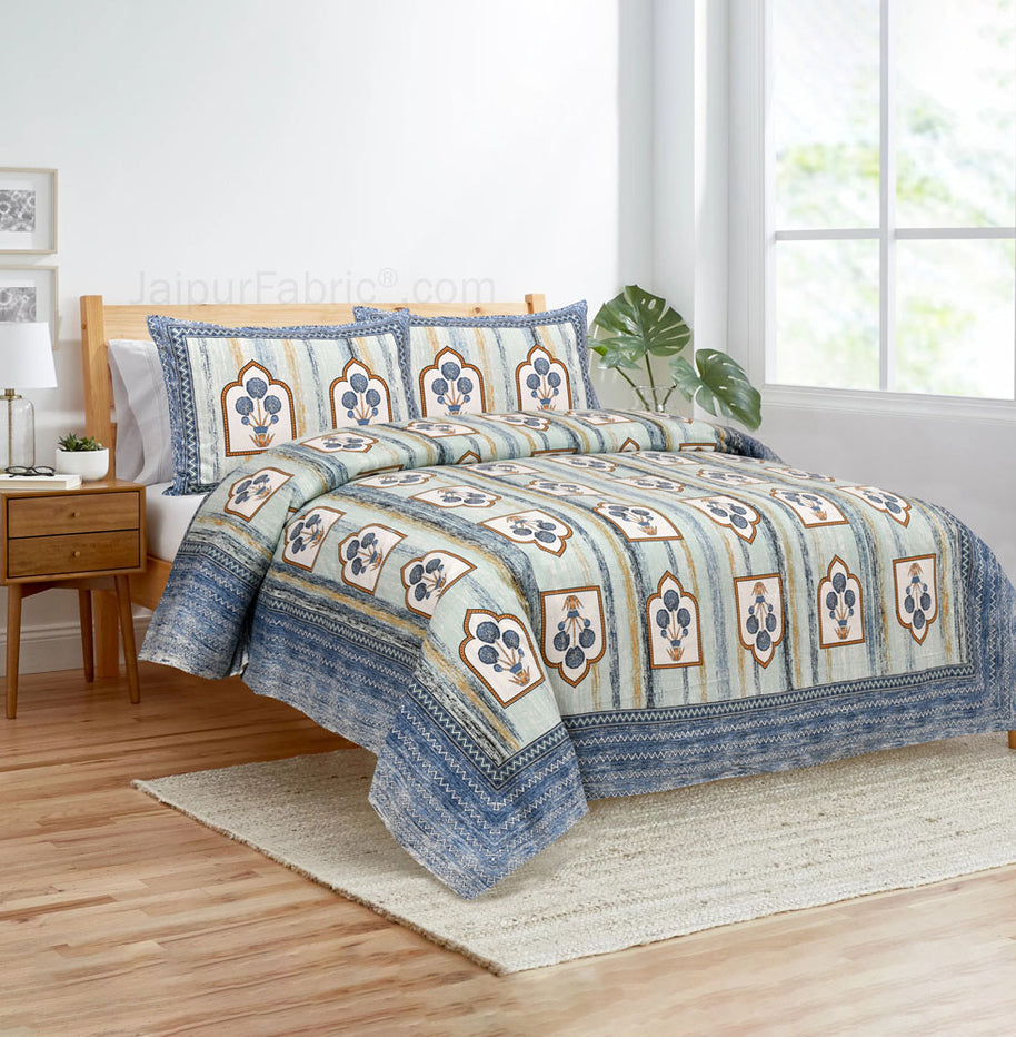 Jharokha Blue Jaipur Fabric Double Bed Sheet