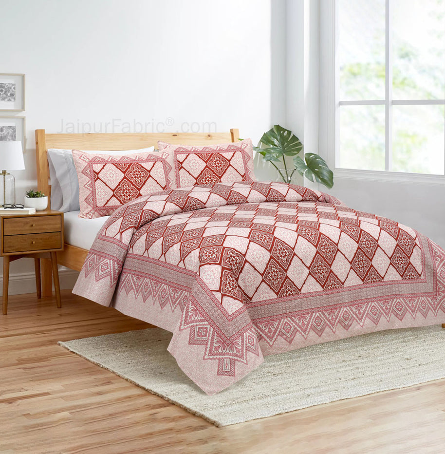 Pink Geometry Jaipur Fabric Double Bed Sheet