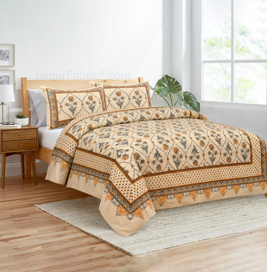 Yellow Jaal Jaipur Fabric Double Bed Sheet