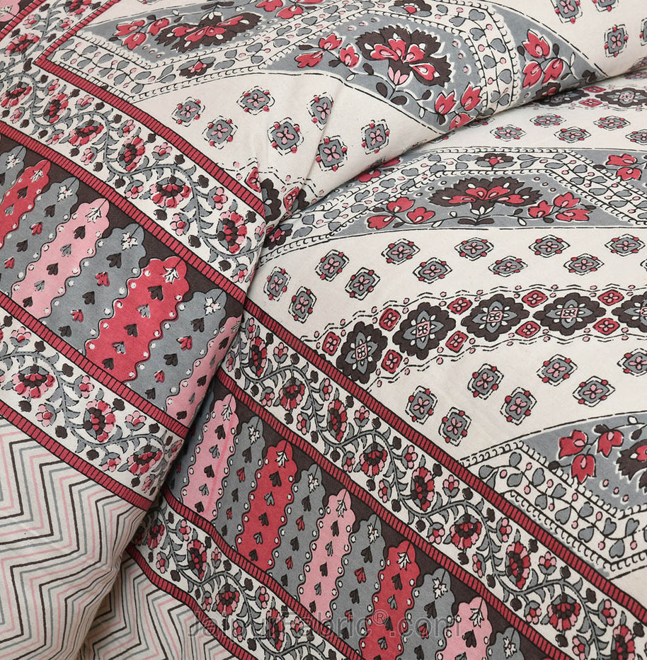 Lienage Pink Jaipur Fabric Double Bed Sheet