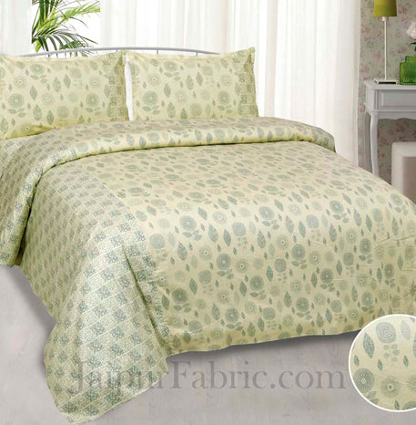 Sensational Light Green Pure Cotton King Size Double Bedsheet