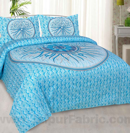 Sun Shine Blue Cotton King Size Bedsheet