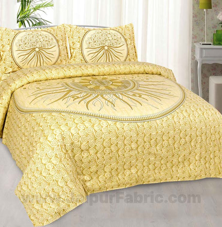 Sun Shine Yellow Cotton King Size Bedsheet