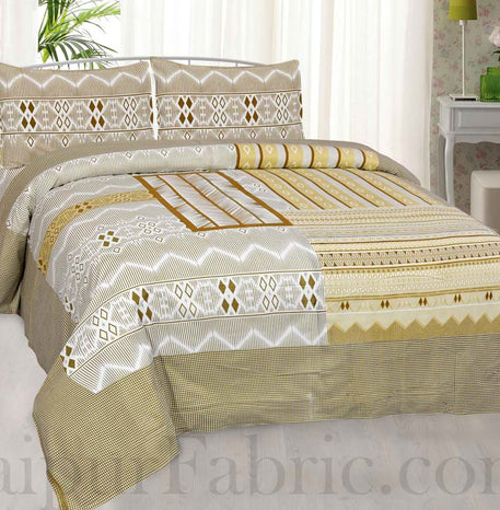 Jaipur Fabric Multi Design Small Checkered Border Cotton Double Bedsheet