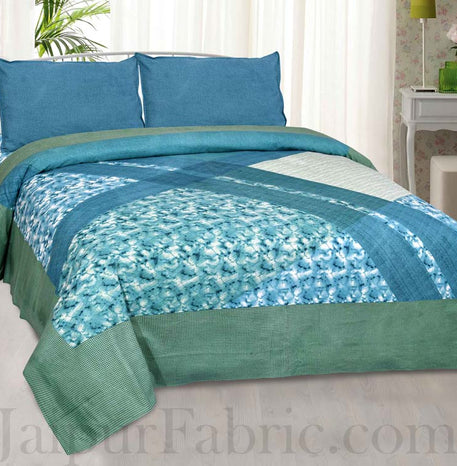 Jaipur Fabric Multi Color Design Small Checkered Border Cotton Double Bedsheet