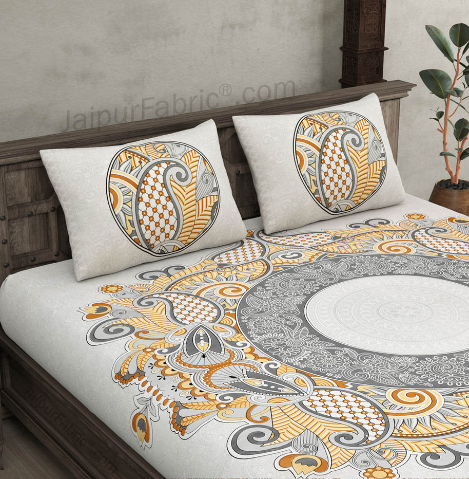 Cosmic Kolam Grey Double Bedsheet