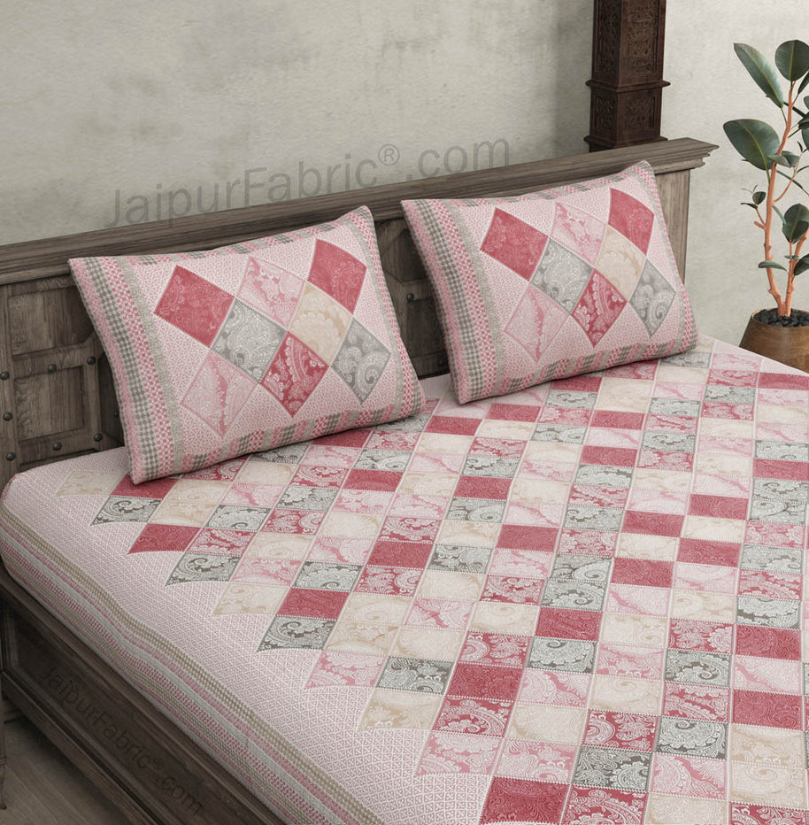 Ethnic Tiles Pink Double Bedsheet