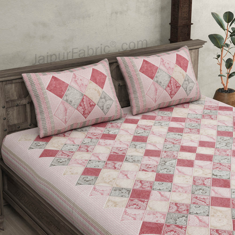 Ethnic Tiles Pink Double Bedsheet