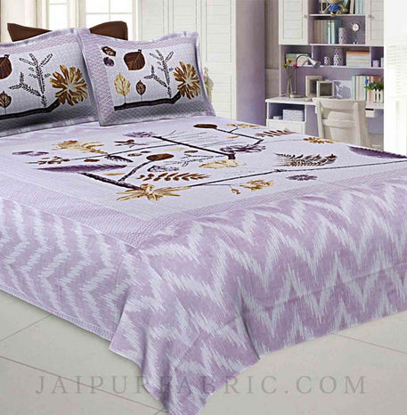 The Biome Pattern Grey Cotton Double Bedsheet