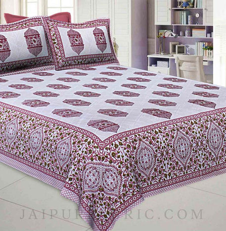 The Hawa Mahal Jharokha Pink Cotton Double Bedsheet