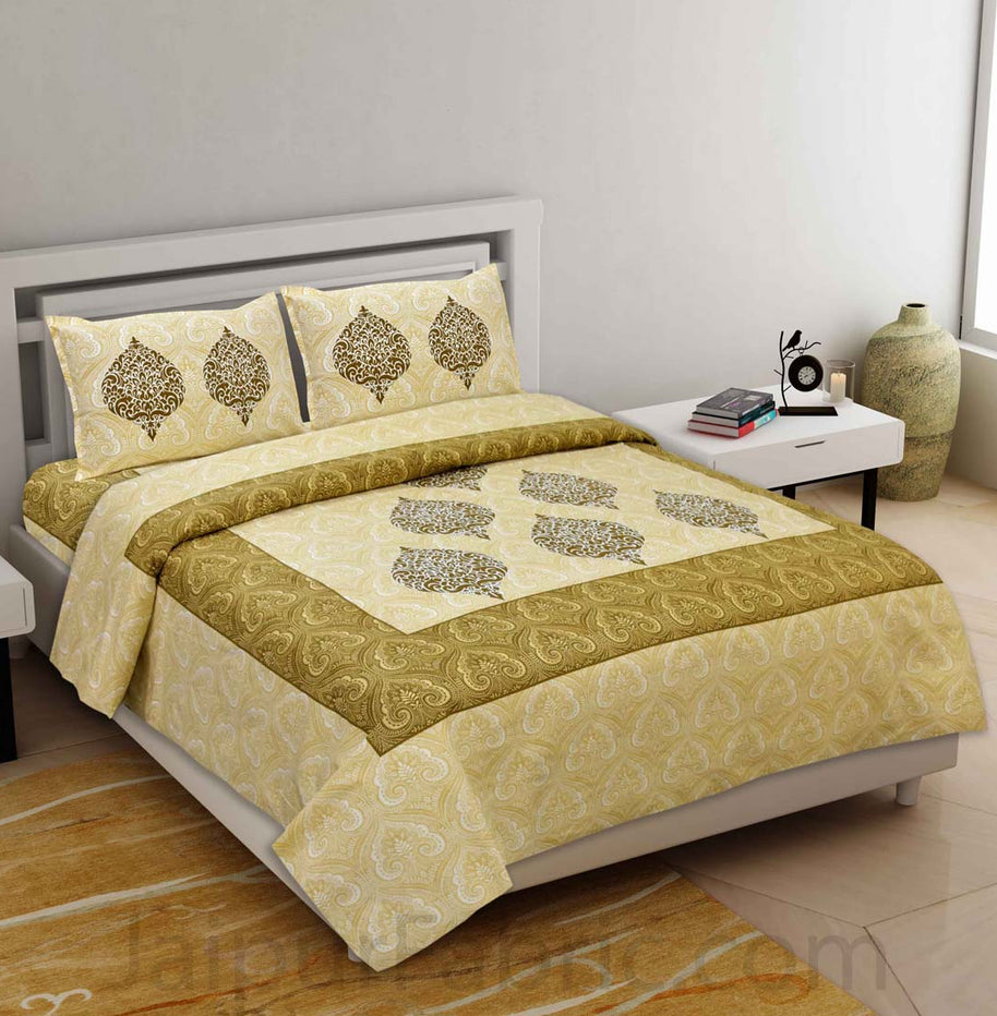 Classic Tradition Green Pure Cotton King Size Bedsheet